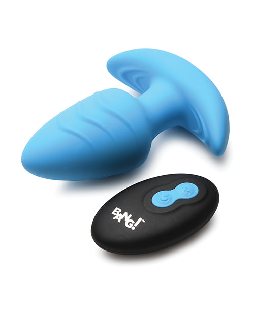 Bang! Rotating &amp; Vibrating Tapered Butt Plug w/Remote - Blue