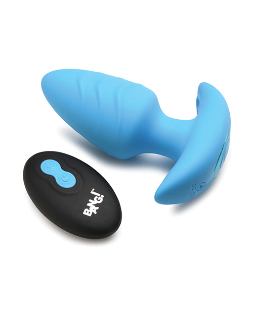 Bang! Rotating &amp; Vibrating Tapered Butt Plug w/Remote - Blue