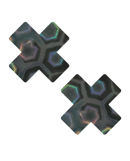 Neva Nude Holographic X Factor Pasties - Black O/S