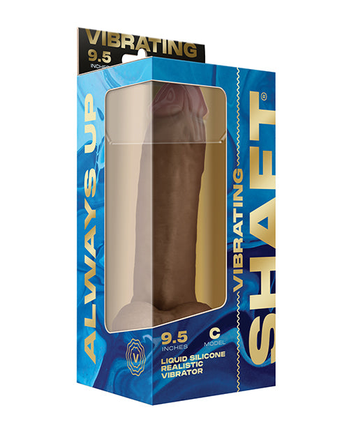 Shaft Flexskin Liquid Silicone 9.5&quot; Vibrating Curved Dong w/Balls - Oak