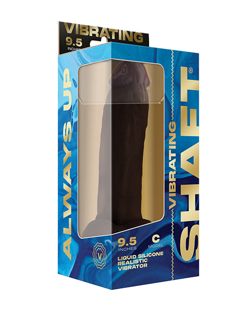 Shaft Flexskin Liquid Silicone 9.5&quot; Vibrating Curved Dong w/Balls - Mahogany