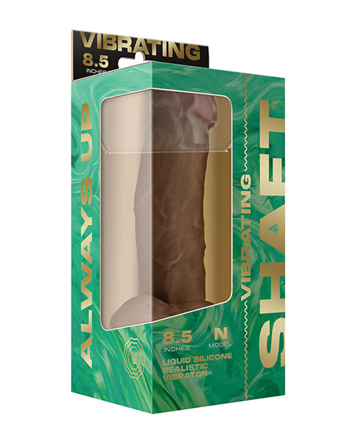 Shaft Flexskin Liquid Silicone 8.5&quot; Vibrating Side Curve Dong w/Balls - Oak