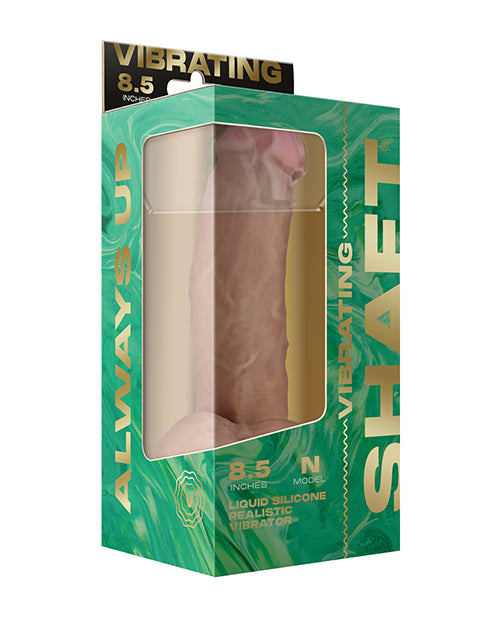 Shaft Flexskin Liquid Silicone 8.5&quot; Vibrating Side Curve Dong w/Balls - Pine