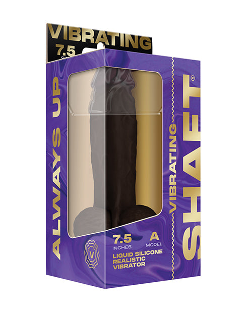 Shaft Flexskin Liquid Silicone 7.5&quot; Vibrating Dong w/Balls - Mahogany