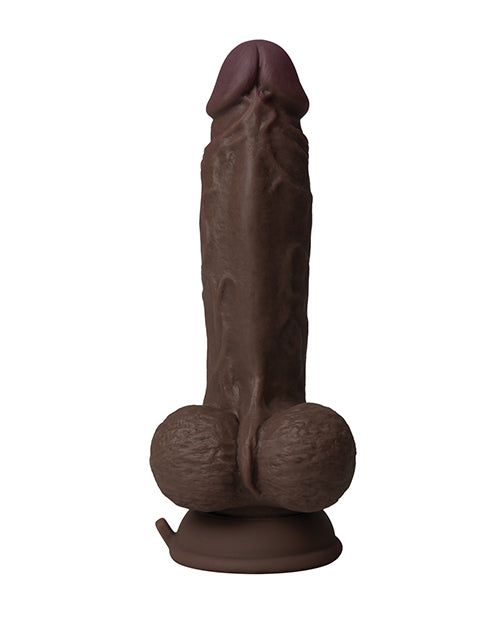 Shaft Flexskin Liquid Silicone 7.5&quot; Vibrating Dong w/Balls - Mahogany