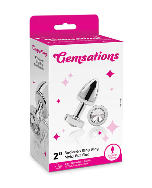 Gemsations 2&quot; Beginners Bling Bling Metal Butt Plug - Silver