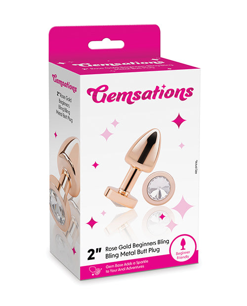 Gemsations 2&quot; Beginners Bling Bling Metal Butt Plug - Rose Gold