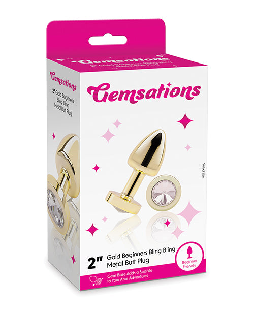 Gemsations 2&quot; Beginners Bling Bling Metal Butt Plug - Gold