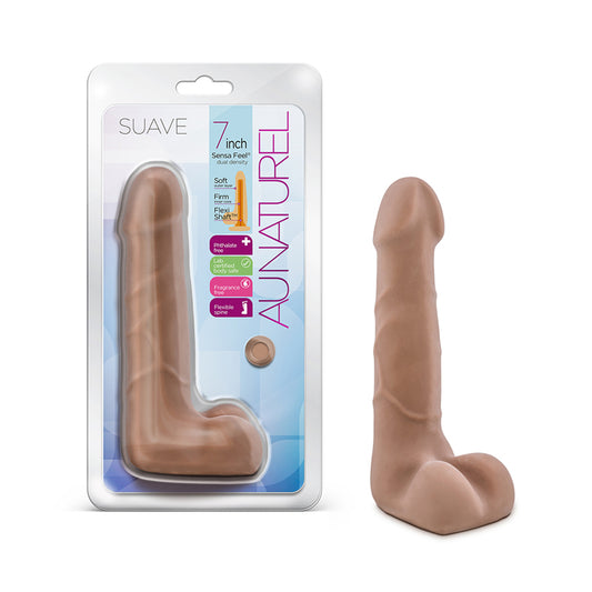 Blush Au Naturel Suave 7 in. Posable Dual Density Dildo with Balls Tan