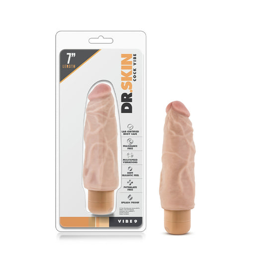 Blush Dr. Skin Vibe 9 Realistic 7.5 in. Vibrating Dildo Beige