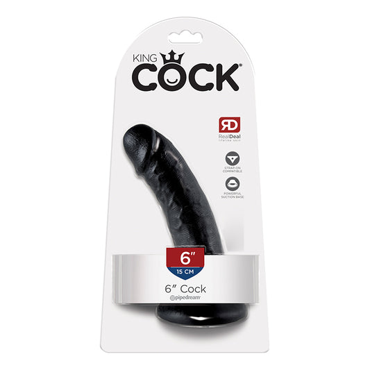 Pipedream King Cock 6 in. Cock Realistic Dildo With Suction Cup Black