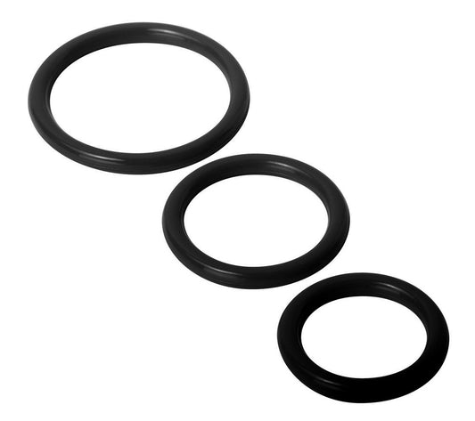 XR Brands Trinity Silicone Cock Rings - Black