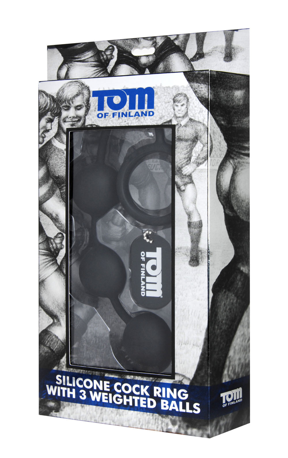 XR Brands Tom of Finland Silicone Cock Ring with 3 Weighted Balls - Enhance Your Pleasure