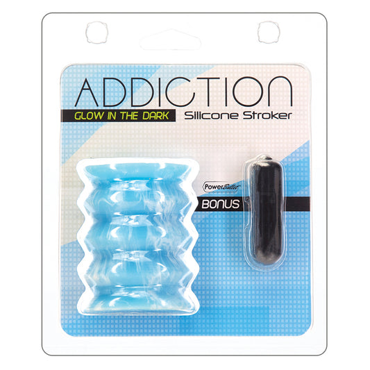 Addiction Silicone Stroker Glow in the Dark-Blue