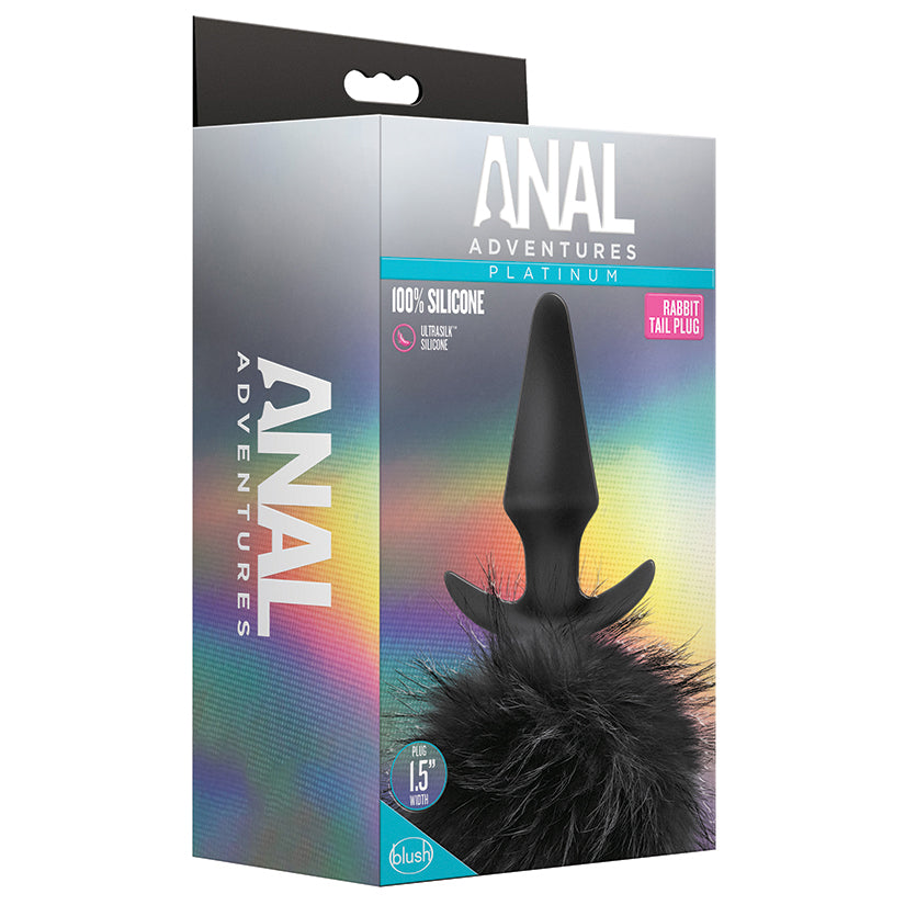 Blush Anal Adventures Platinum Rabbit Tail Plug - Black