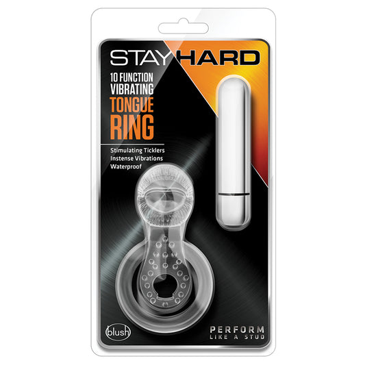 Blush Stay Hard Vibrating Tongue Ring - 10 Function Clear