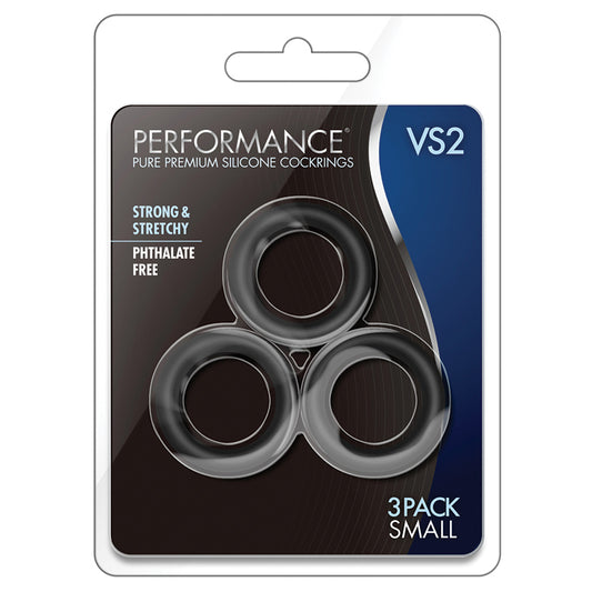 Blush Performance VS2 Pure Premium Silicone Cockrings Small - Black