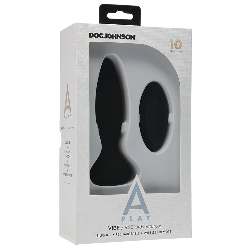 A Play Rechargeable Silicone Adventurous Anal Plug w/Remote - Black