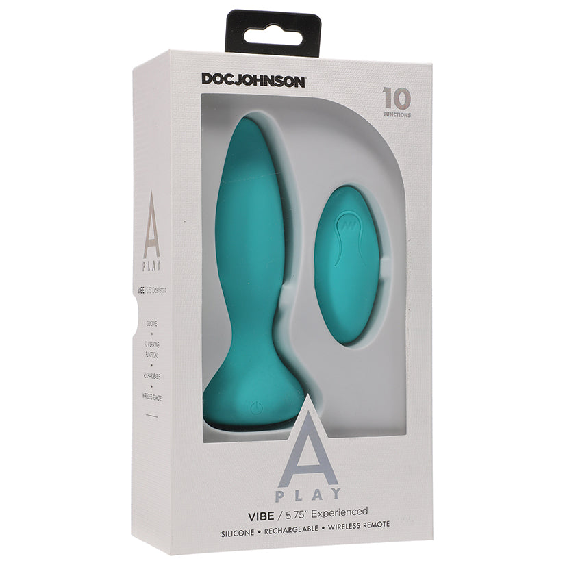 A Play Rechargeable Silicone Experienced Anal Plug w/Remote - Teal