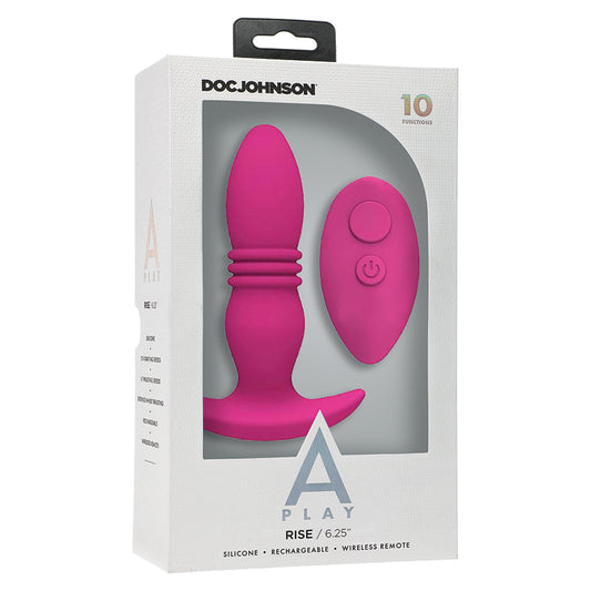 A Play Rise Rechargeable Silicone Anal Plug w/Remote - Pink