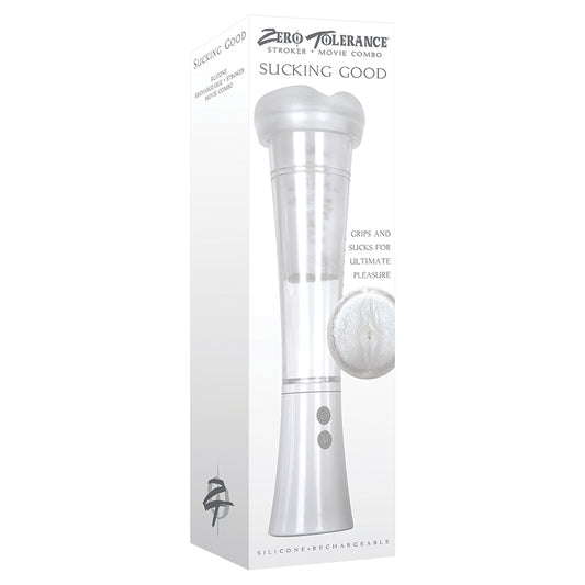 Zero Tolerance Sucking Good Rechargeable Vibrating Pump - White/Clear