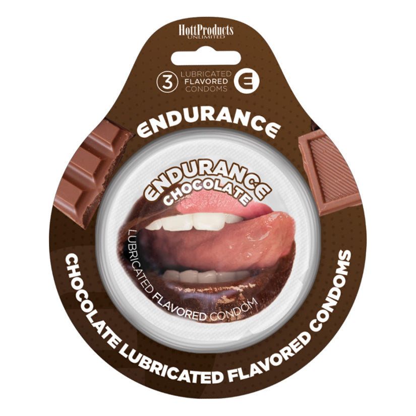 HOTT PRODUCTS UNLIMITED Endurance Condoms - Chocolate 3 Pack (HP-2098)