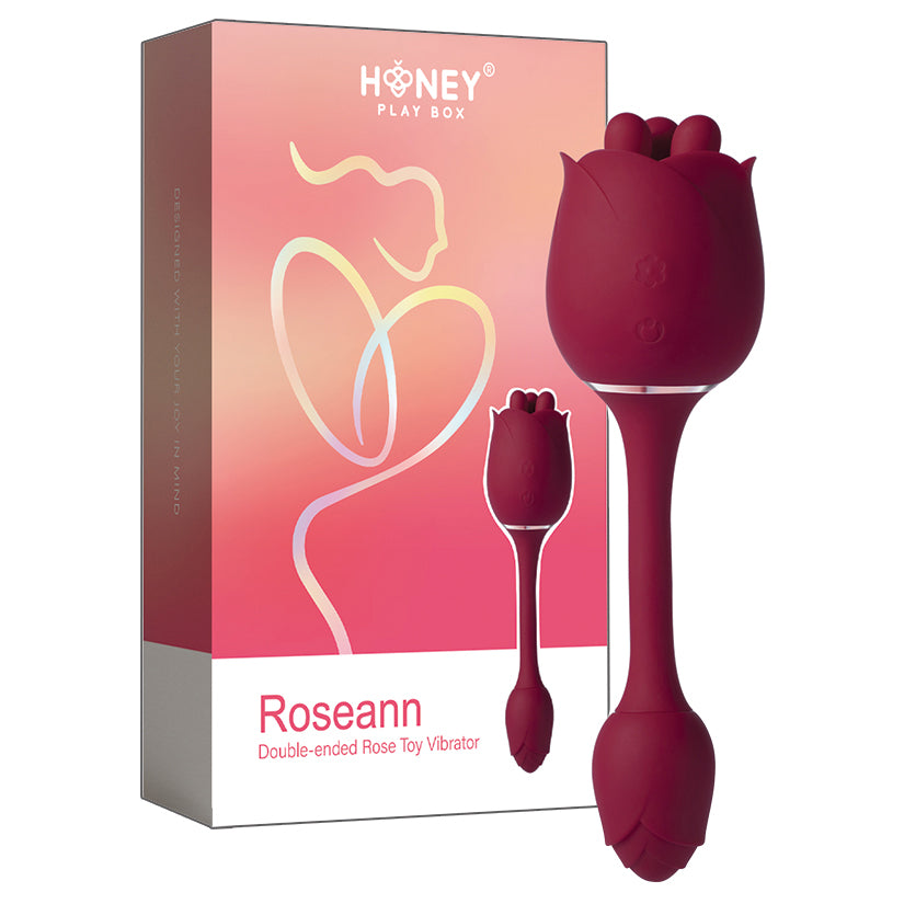 Roseann Double Ended Rose Toy Vibrator - Red