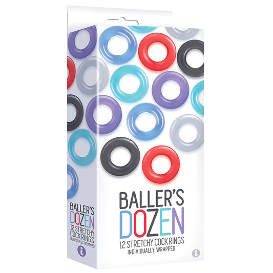 The 9&#039;s Baller&#039;s Dozen Original 12pc Cockring Set - Asst. Colors