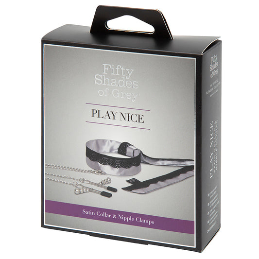 Fifty Shades of Grey Play Nice Satin &amp; Lace Collar &amp; Nipple Clamps