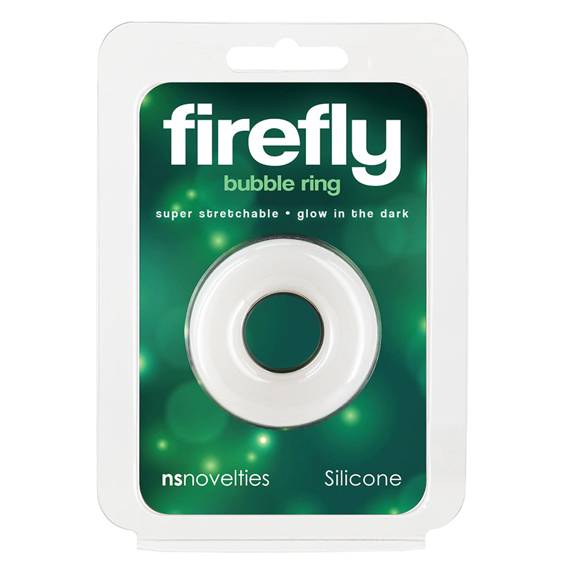 Firefly Glow in the Dark Bubble Cock Ring - Small, White