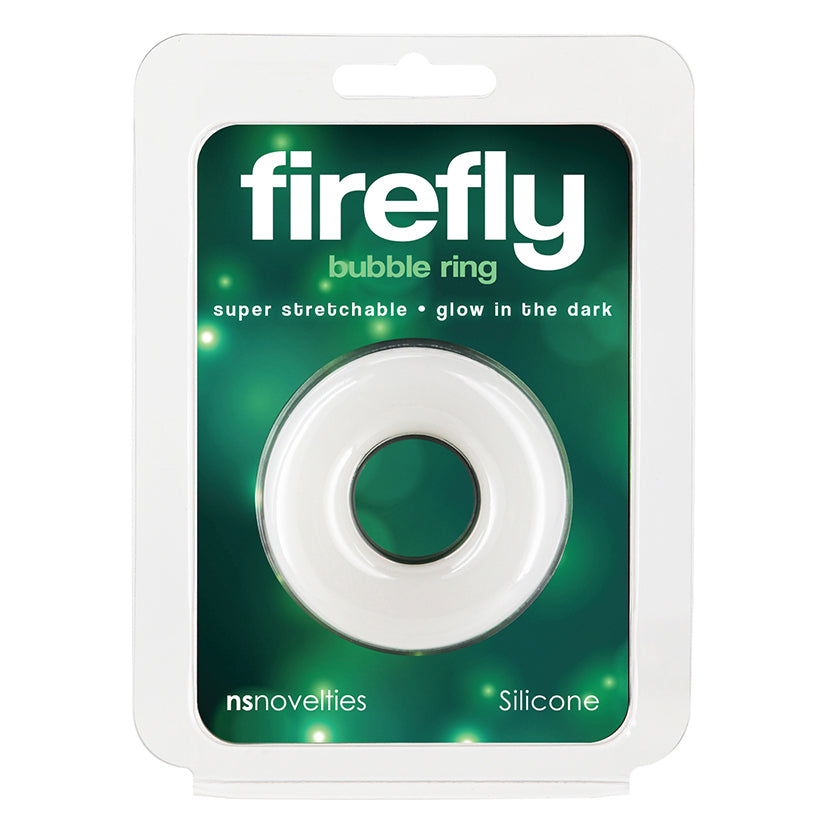 Firefly Glow in the Dark Bubble Cock Ring - Medium, White