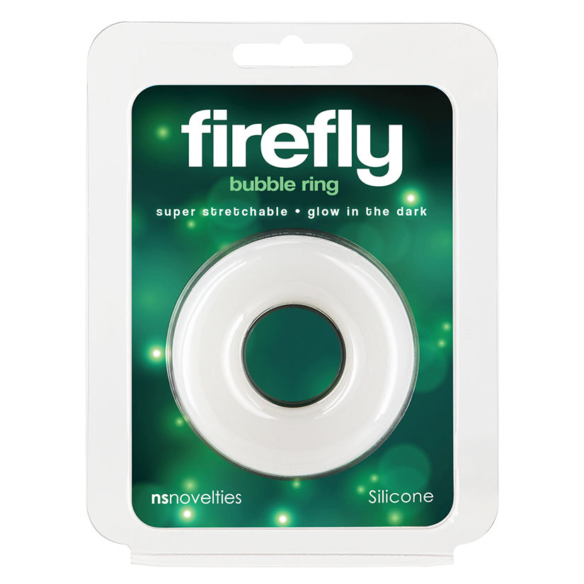 Firefly Glow in the Dark Bubble Cock Ring - Large, White