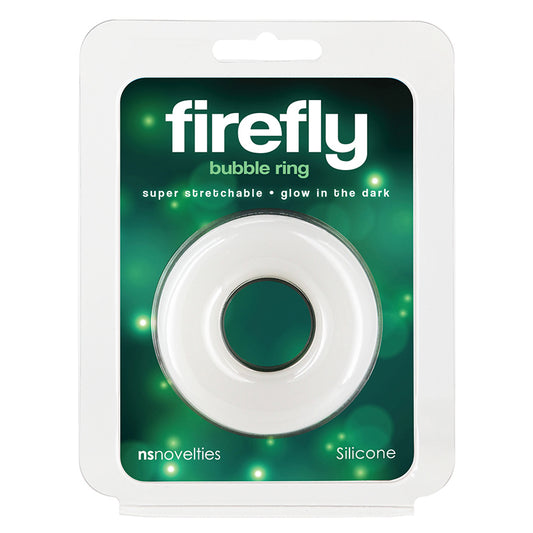 Firefly Glow in the Dark Bubble Cock Ring - Large, White