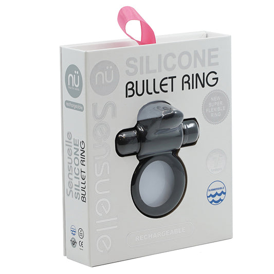 Nu Sensuelle Rev Silicone 7 Function Bullet Ring w/Flutter Tip  - Black