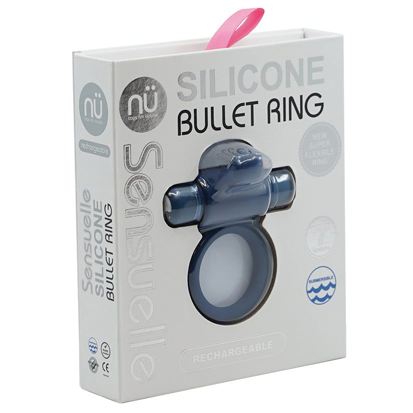 Nu Sensuelle Rev Silicone 7 Function Silicone Bullet Ring w/Flutter Tip  - Navy