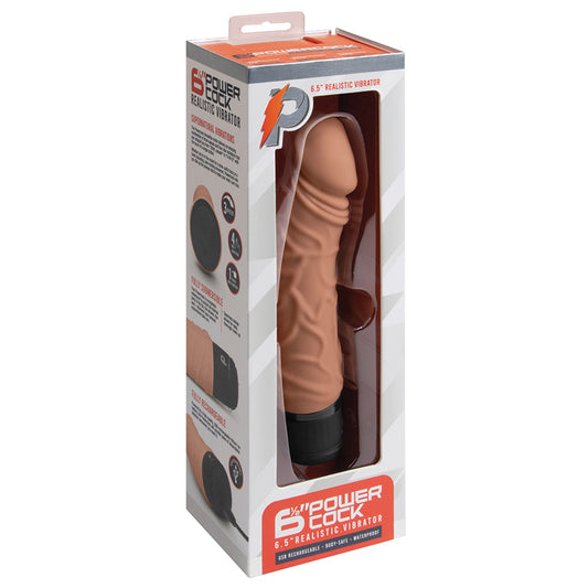 Powercocks 6.5&quot; Realistic Vibrator - Mocha