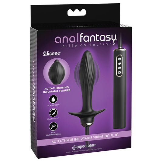 Anal Fantasy Elite Collection Auto Throb Inflatable Vibrating Plug - Black