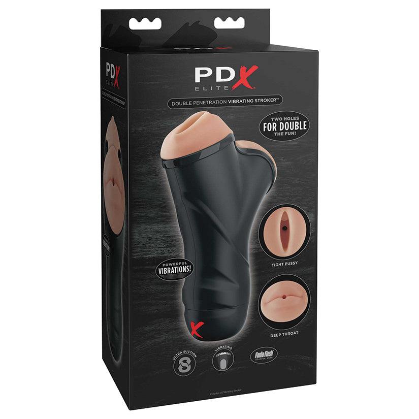 PDX Elite Double Penetration Vibrating Stroker