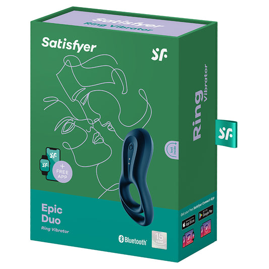 Satisfyer Epic Duo Ring Vibrator - Dark Blue