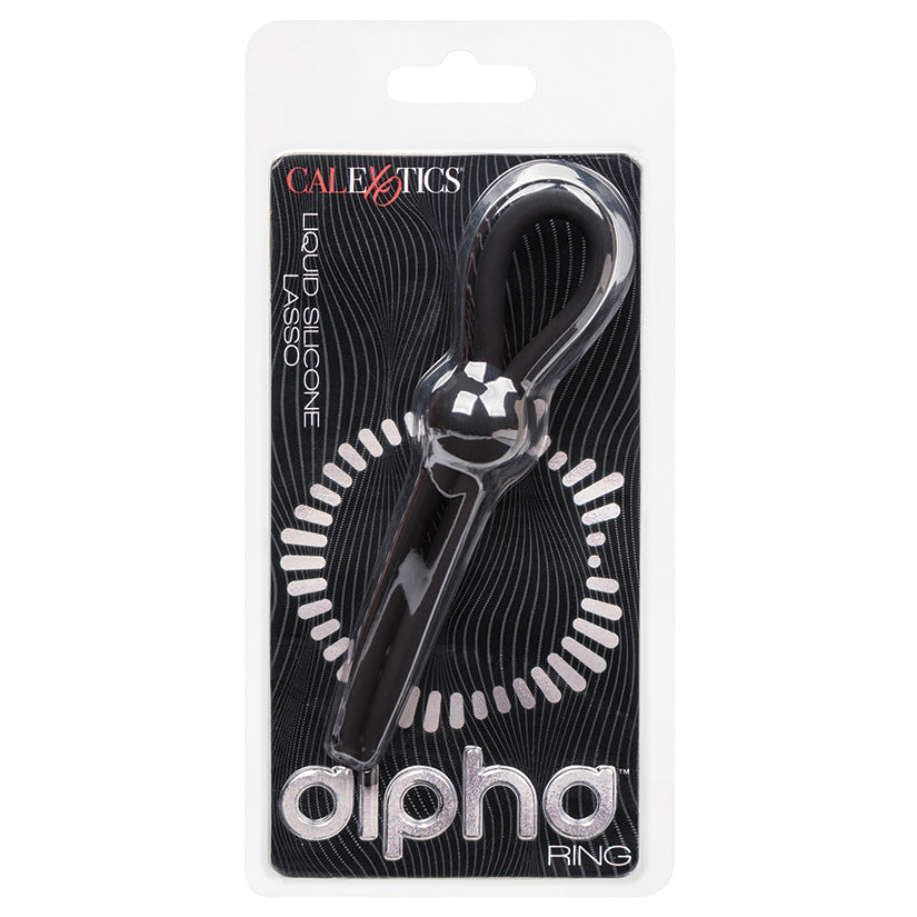 Alpha Liquid Silicone Lasso Cock Ring - Black