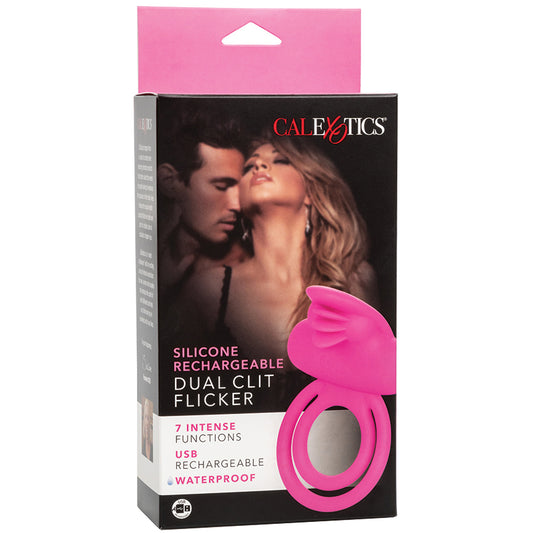 Silicone Rechargeable Dual Clit Flicker Enhancer - Pink