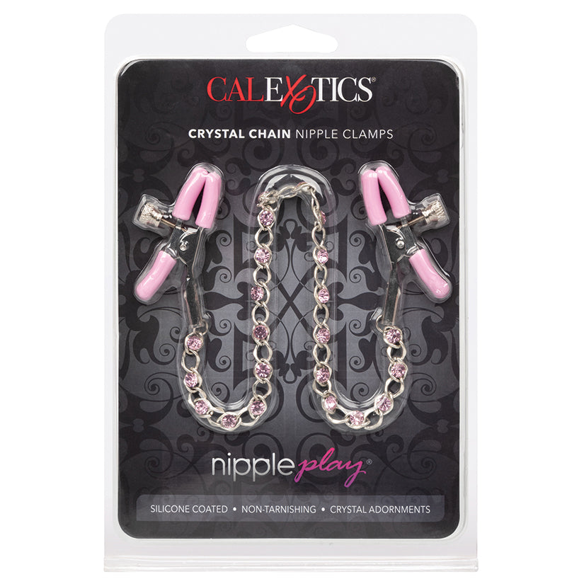 Nipple Play Crystal Chain Nipple Clamps - Pink