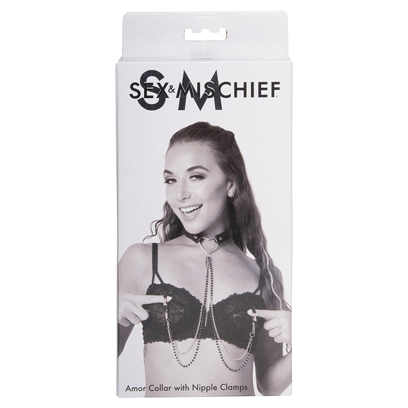 Sex &amp; Mischief Amor Collar w/Nipple Clamps