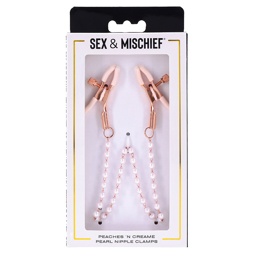 Sex &amp; Mischief Peaches &#039;n CreaMe Pearl Nipple Clamps