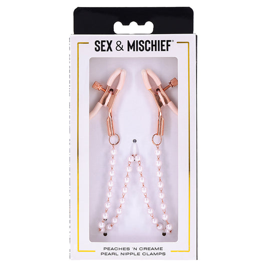 Sex &amp; Mischief Peaches &#039;n CreaMe Pearl Nipple Clamps