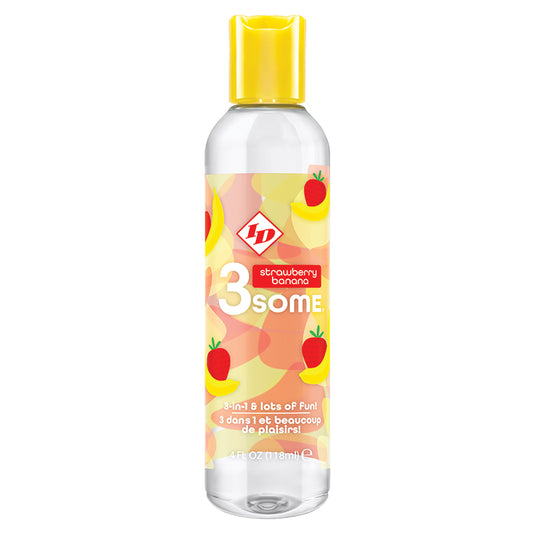 ID 3some 3 in 1 Lubricant - 4 oz Strawberry Banana