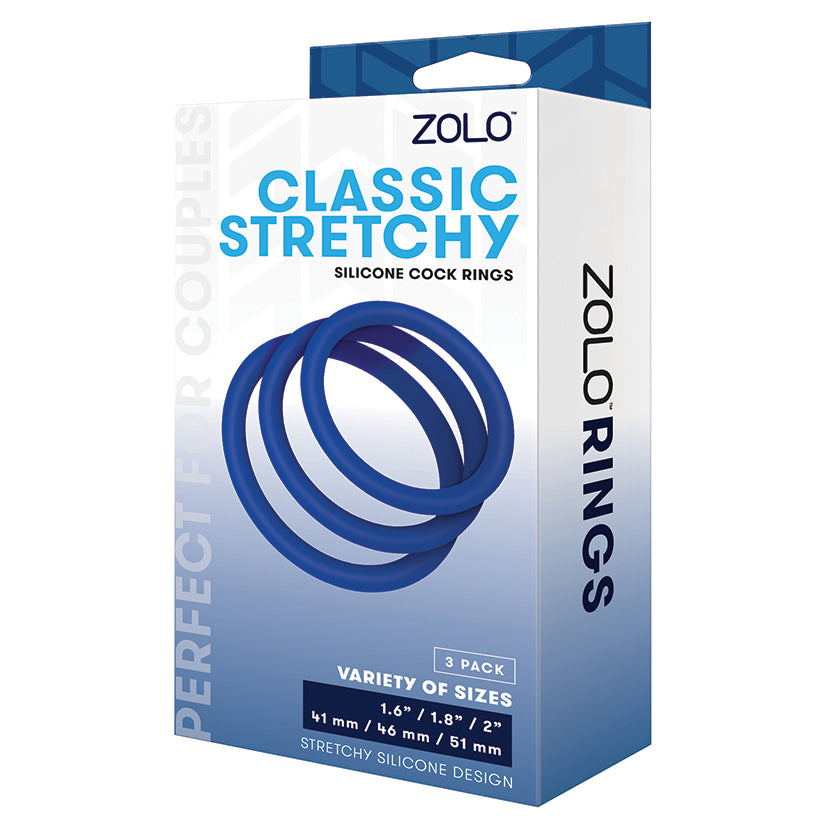 ZOLO Stretchy Silicone Cock Rings - Blue