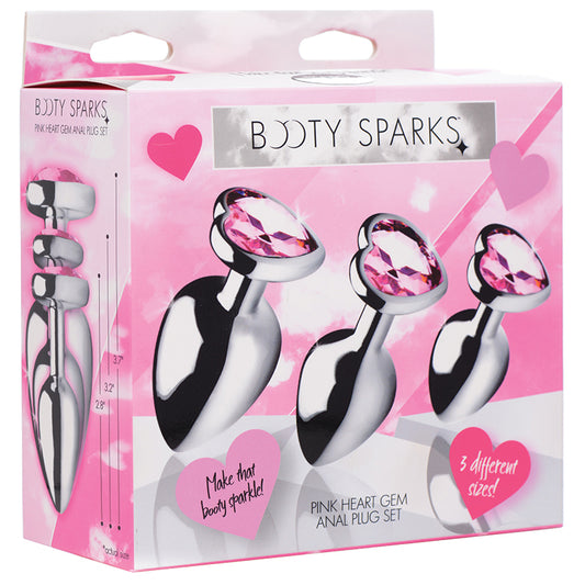 Booty Sparks Pink Heart Gem Anal Plug Set