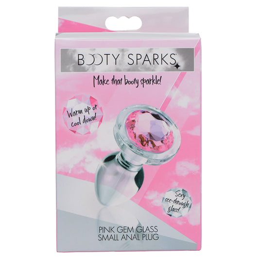 Booty Sparks Pink Gem Glass Anal Plug - Small