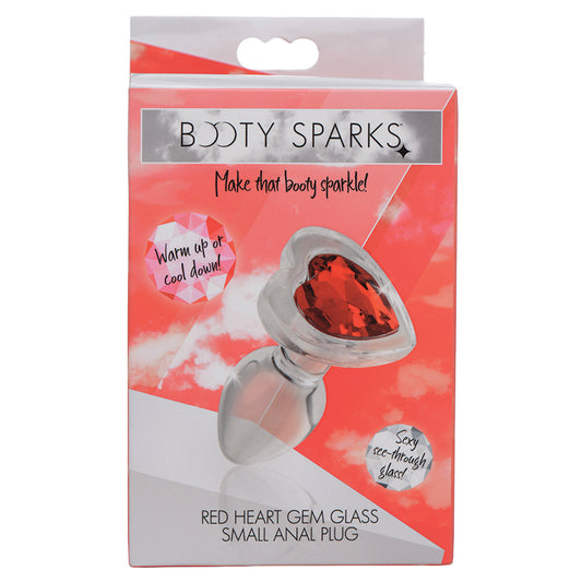 Booty Sparks Red Heart Gem Glass Anal Plug - Small